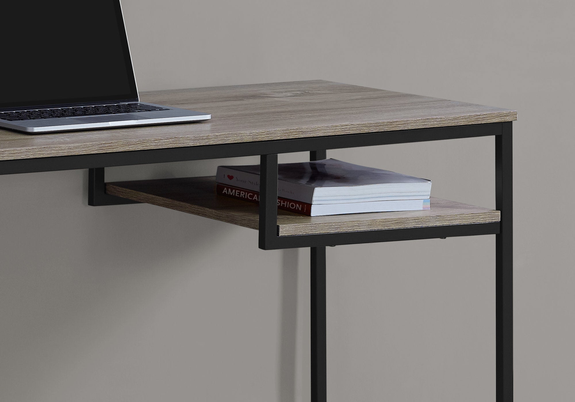 I 7370 Bureau, Bureau À Domicile, Ordinateur Portable, 48"l, Travail, Métal, Stratifié, Brun, Noir, Contemporain, Moderne - Simple Boutique
