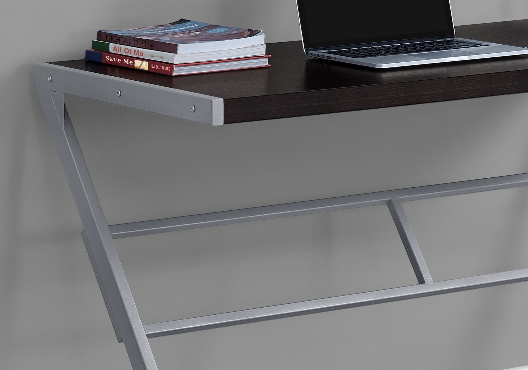 I 7374 Bureau, Bureau À Domicile, Ordinateur Portable, 48"l, Travail, Métal, Stratifié, Brun, Gris, Contemporain, Moderne - Simple Boutique