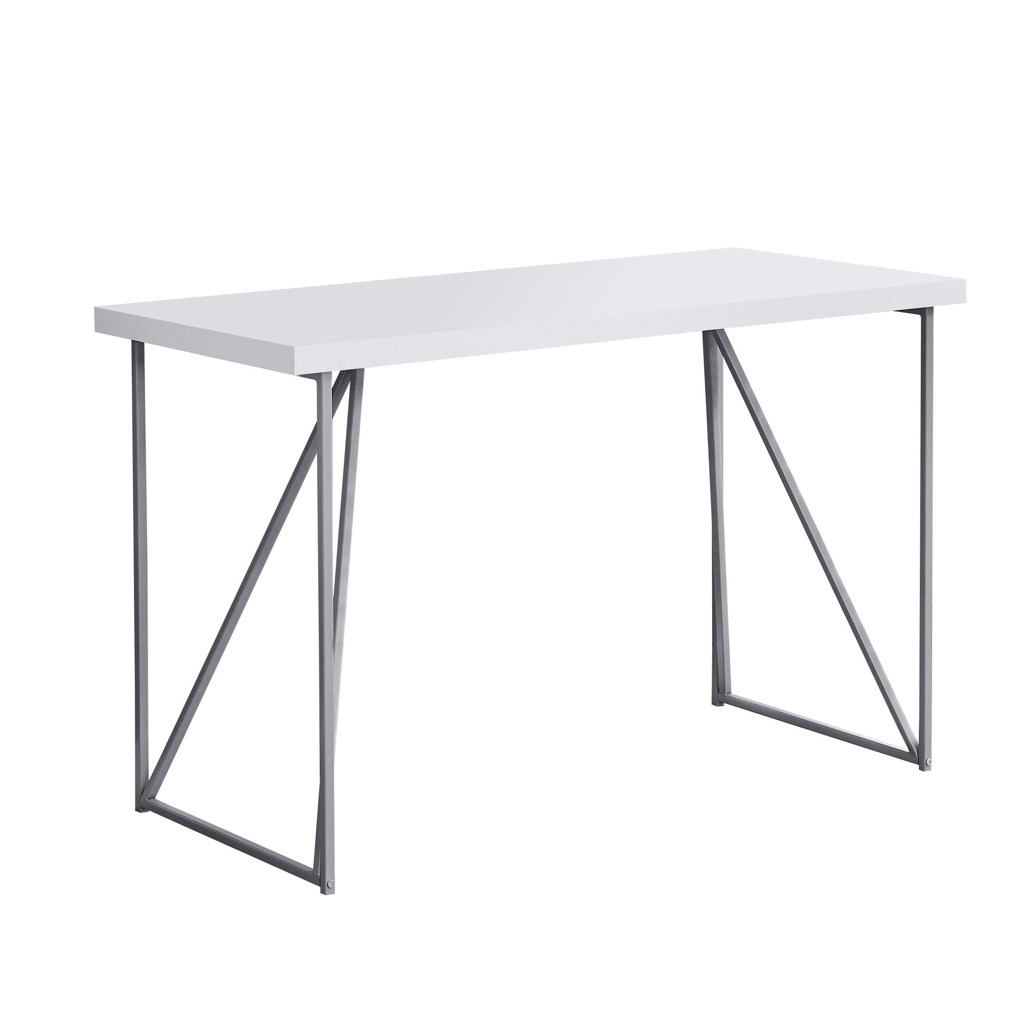 I 7376 Bureau, Bureau À Domicile, Ordinateur Portable, 48"l, Travail, Métal, Stratifié, Blanc, Gris, Contemporain, Moderne - Simple Boutique