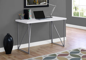 I 7376 Bureau, Bureau À Domicile, Ordinateur Portable, 48"l, Travail, Métal, Stratifié, Blanc, Gris, Contemporain, Moderne - Simple Boutique
