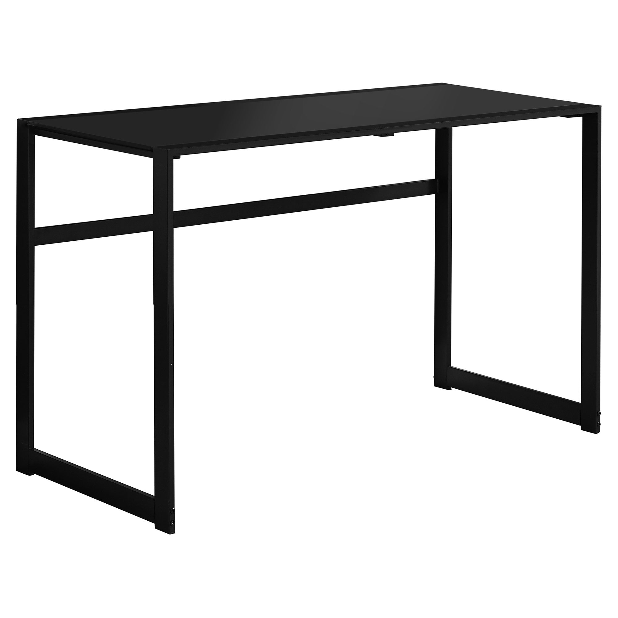 I 7379 Bureau, Bureau À Domicile, Ordinateur Portable, 48"l, Travail, Métal, Verre Trempé, Noir, Contemporain, Moderne - Simple Boutique