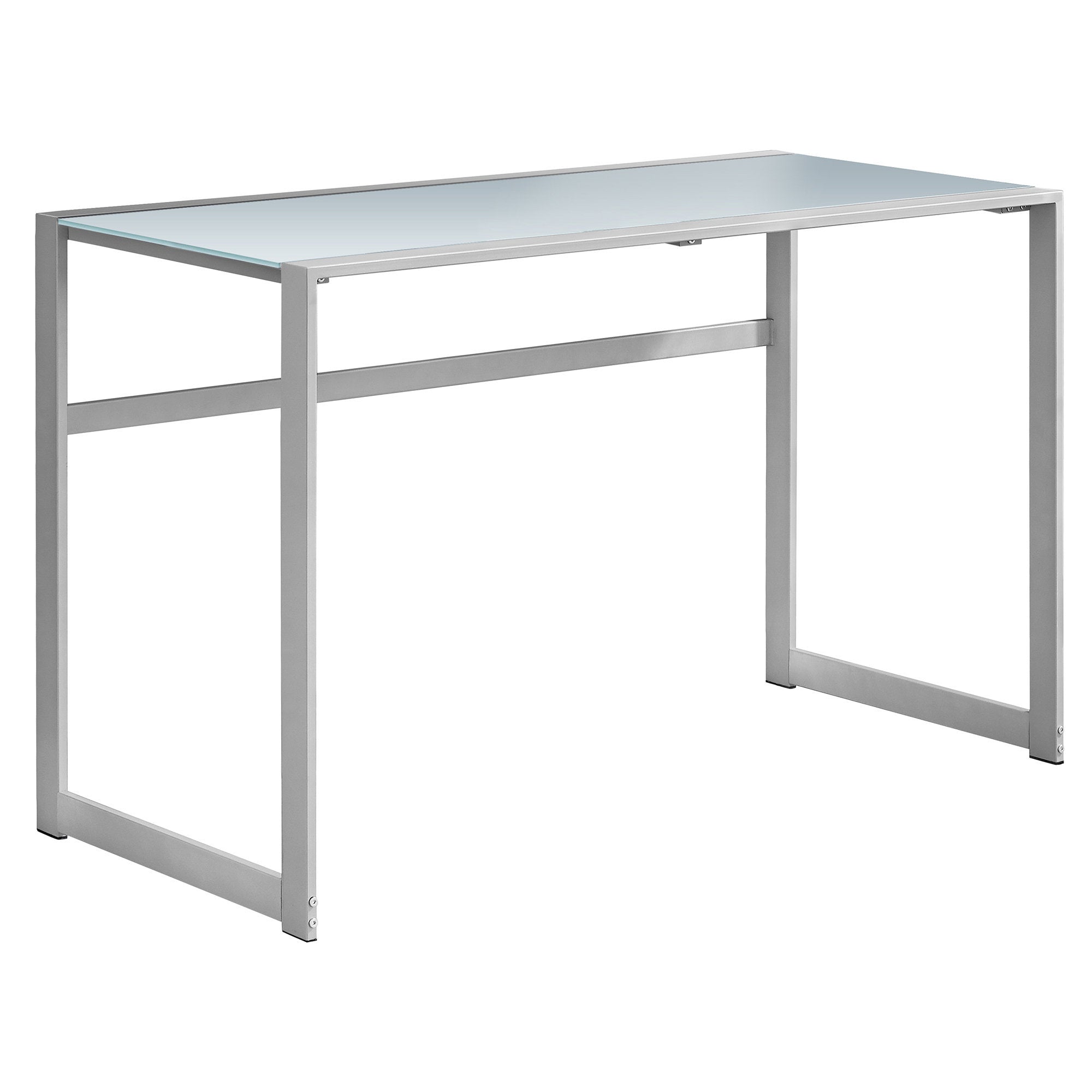 I 7380 Bureau, Bureau À Domicile, Ordinateur Portable, 48"l, Travail, Métal, Verre Trempé, Gris, Contemporain, Moderne - Simple Boutique