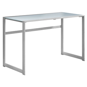 I 7380 Bureau, Bureau À Domicile, Ordinateur Portable, 48"l, Travail, Métal, Verre Trempé, Gris, Contemporain, Moderne - Simple Boutique