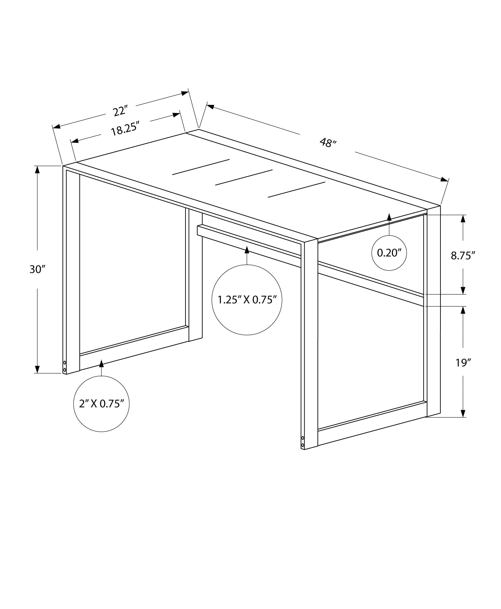 I 7380 Bureau, Bureau À Domicile, Ordinateur Portable, 48"l, Travail, Métal, Verre Trempé, Gris, Contemporain, Moderne - Simple Boutique