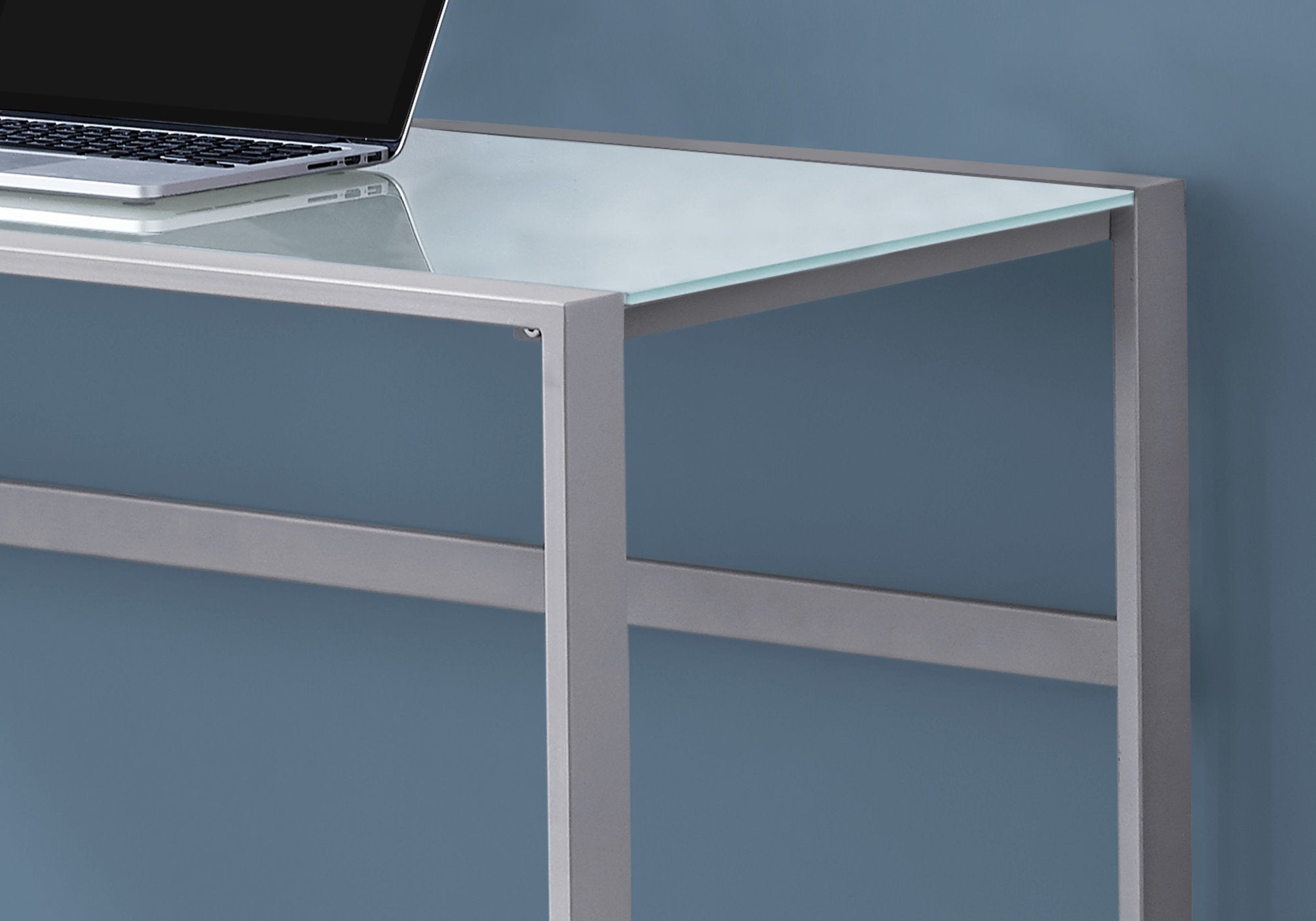 I 7380 Bureau, Bureau À Domicile, Ordinateur Portable, 48"l, Travail, Métal, Verre Trempé, Gris, Contemporain, Moderne - Simple Boutique