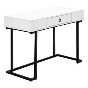 I 7385 Bureau, Bureau À Domicile, Ordinateur Portable, Tiroirs De Rangement, 42"l, Travail, Métal, Stratifié, Blanc Lustré, Noir, Contemporain, Moderne - Simple Boutique
