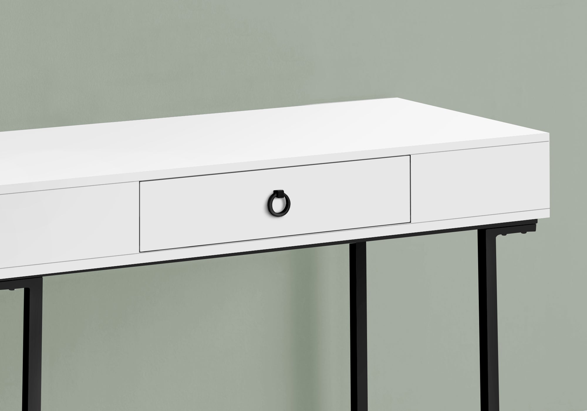 I 7385 Bureau, Bureau À Domicile, Ordinateur Portable, Tiroirs De Rangement, 42"l, Travail, Métal, Stratifié, Blanc Lustré, Noir, Contemporain, Moderne - Simple Boutique
