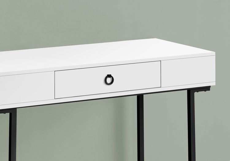 I 7385 Bureau, Bureau À Domicile, Ordinateur Portable, Tiroirs De Rangement, 42"l, Travail, Métal, Stratifié, Blanc Lustré, Noir, Contemporain, Moderne - Simple Boutique