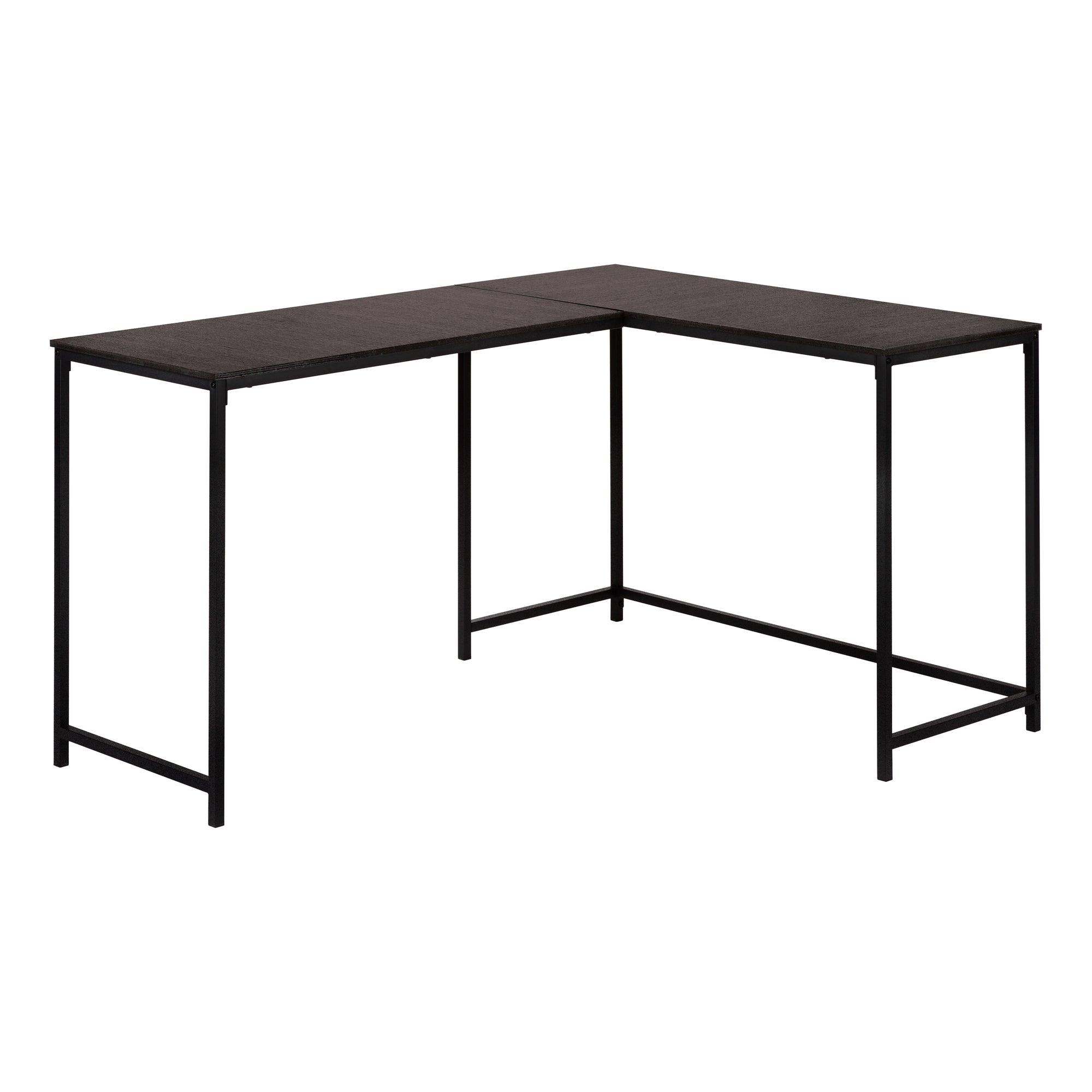 I 7390 Bureau, Bureau À Domicile, Coin, 58"l, Forme De L, Travail, Ordinateur Portable, Métal, Stratifié, Brun, Noir, Contemporain, Moderne - Simple Boutique