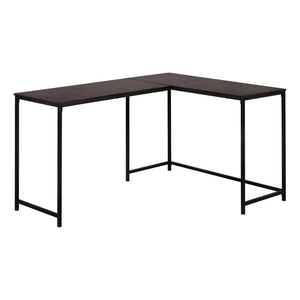 I 7390 Bureau, Bureau À Domicile, Coin, 58"l, Forme De L, Travail, Ordinateur Portable, Métal, Stratifié, Brun, Noir, Contemporain, Moderne - Simple Boutique