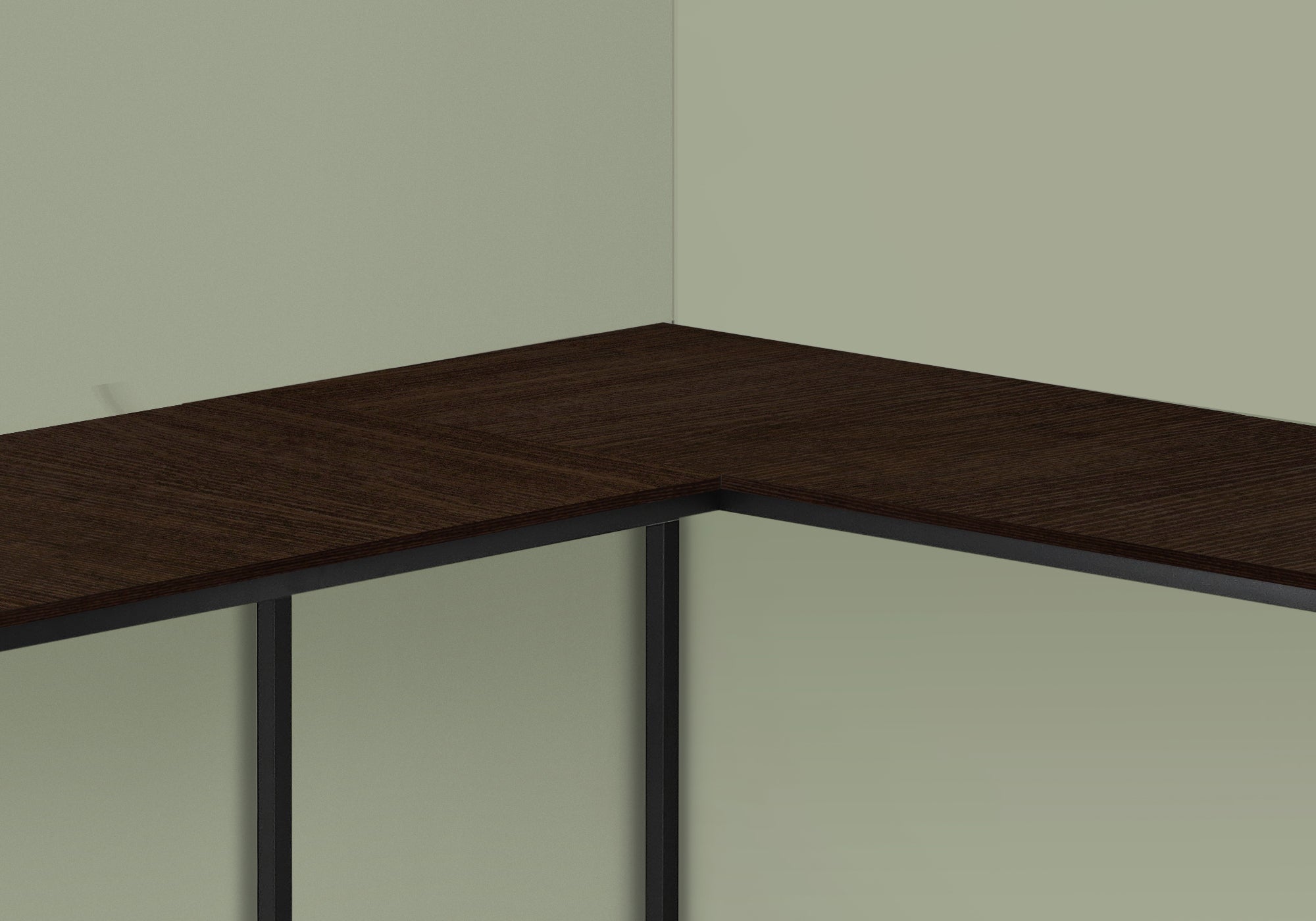 I 7390 Bureau, Bureau À Domicile, Coin, 58"l, Forme De L, Travail, Ordinateur Portable, Métal, Stratifié, Brun, Noir, Contemporain, Moderne - Simple Boutique