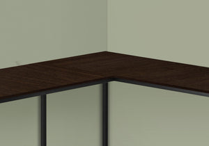 I 7390 Bureau, Bureau À Domicile, Coin, 58"l, Forme De L, Travail, Ordinateur Portable, Métal, Stratifié, Brun, Noir, Contemporain, Moderne - Simple Boutique