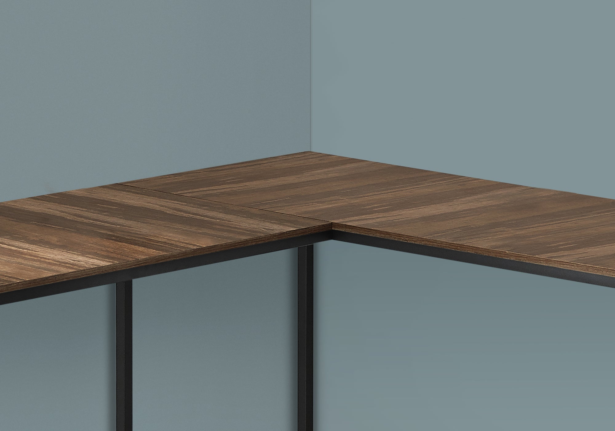 I 7391 Bureau, Bureau À Domicile, Coin, 58"l, Forme De L, Travail, Ordinateur Portable, Métal, Stratifié, Brun, Noir, Contemporain, Moderne - Simple Boutique