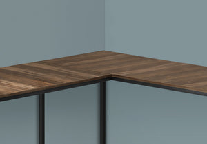I 7391 Bureau, Bureau À Domicile, Coin, 58"l, Forme De L, Travail, Ordinateur Portable, Métal, Stratifié, Brun, Noir, Contemporain, Moderne - Simple Boutique