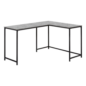 I 7392 Bureau, Bureau À Domicile, Coin, 58"l, Forme De L, Travail, Ordinateur Portable, Métal, Stratifié, Gris, Noir, Contemporain, Moderne - Simple Boutique