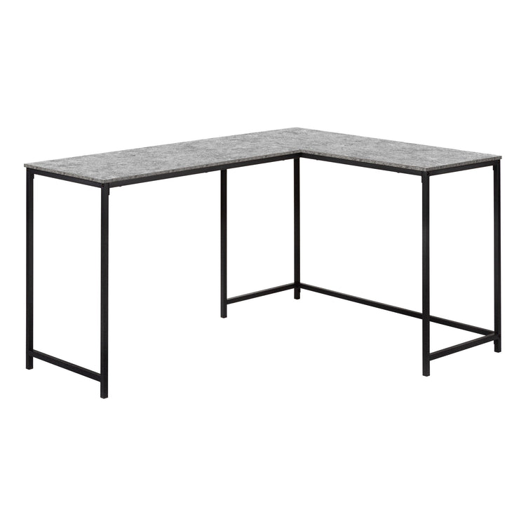 I 7392 Bureau, Bureau À Domicile, Coin, 58"l, Forme De L, Travail, Ordinateur Portable, Métal, Stratifié, Gris, Noir, Contemporain, Moderne - Simple Boutique