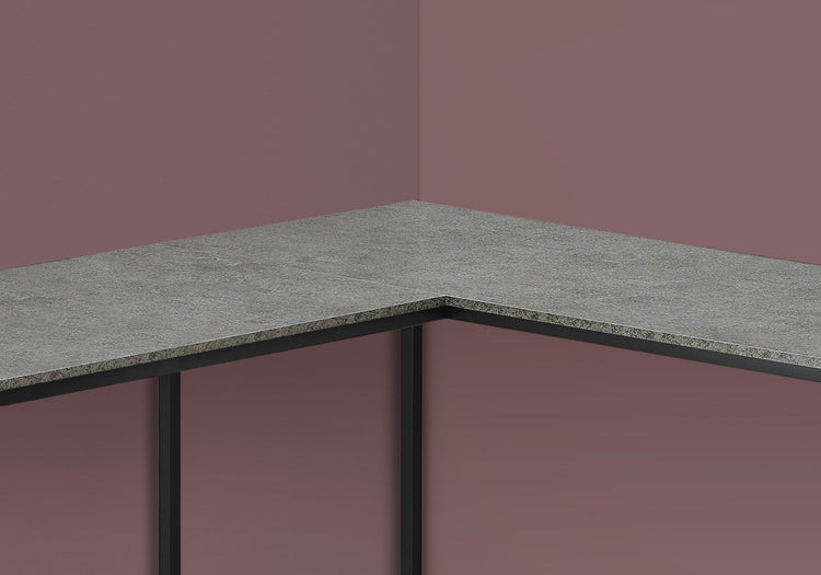I 7392 Bureau, Bureau À Domicile, Coin, 58"l, Forme De L, Travail, Ordinateur Portable, Métal, Stratifié, Gris, Noir, Contemporain, Moderne - Simple Boutique