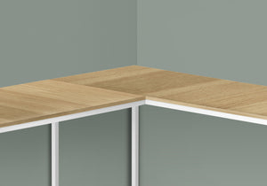 I 7397 Bureau, Bureau À Domicile, Coin, 58"l, Forme De L, Travail, Ordinateur Portable, Métal, Stratifié, Naturel, Blanc, Contemporain, Moderne - Simple Boutique