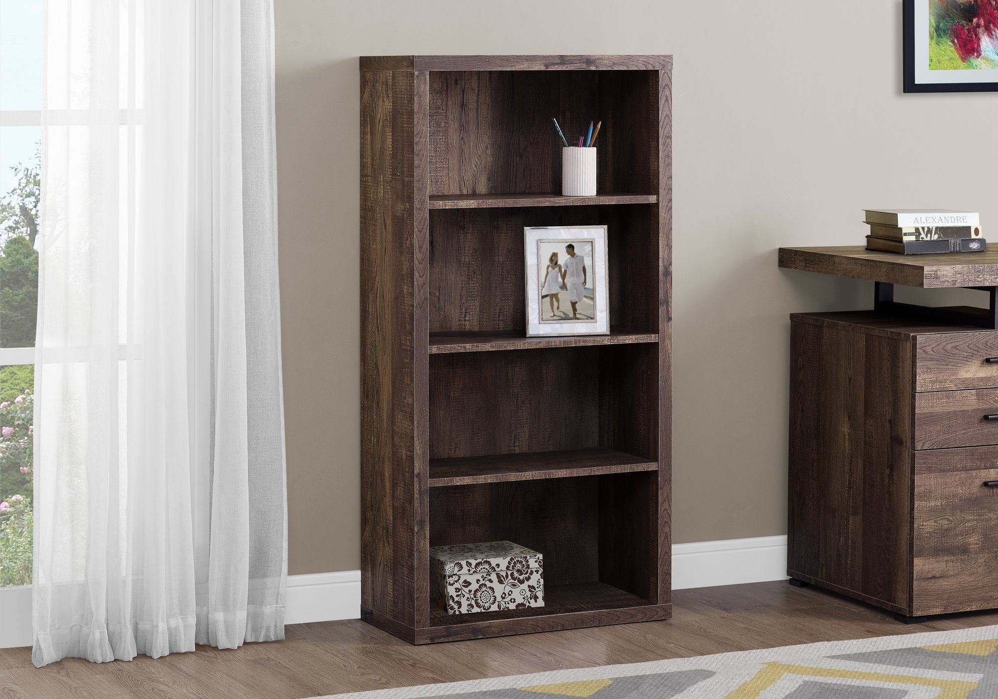 I 7404 Étagère À Livres, Étagère, Étagère, 5 Niveaux, 48"h, Bureau, Chambre À Coucher, Stratifié, Brun, Contemporain, Moderne - Simple Boutique