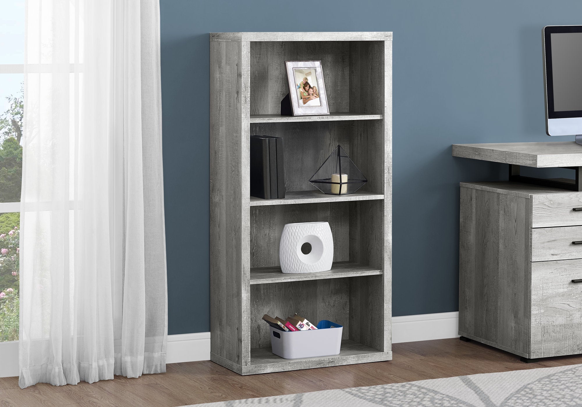 I 7405 Étagère À Livres, Étagère, Étagère, 5 Niveaux, 48"h, Bureau, Chambre À Coucher, Stratifié, Gris, Contemporain, Moderne - Simple Boutique
