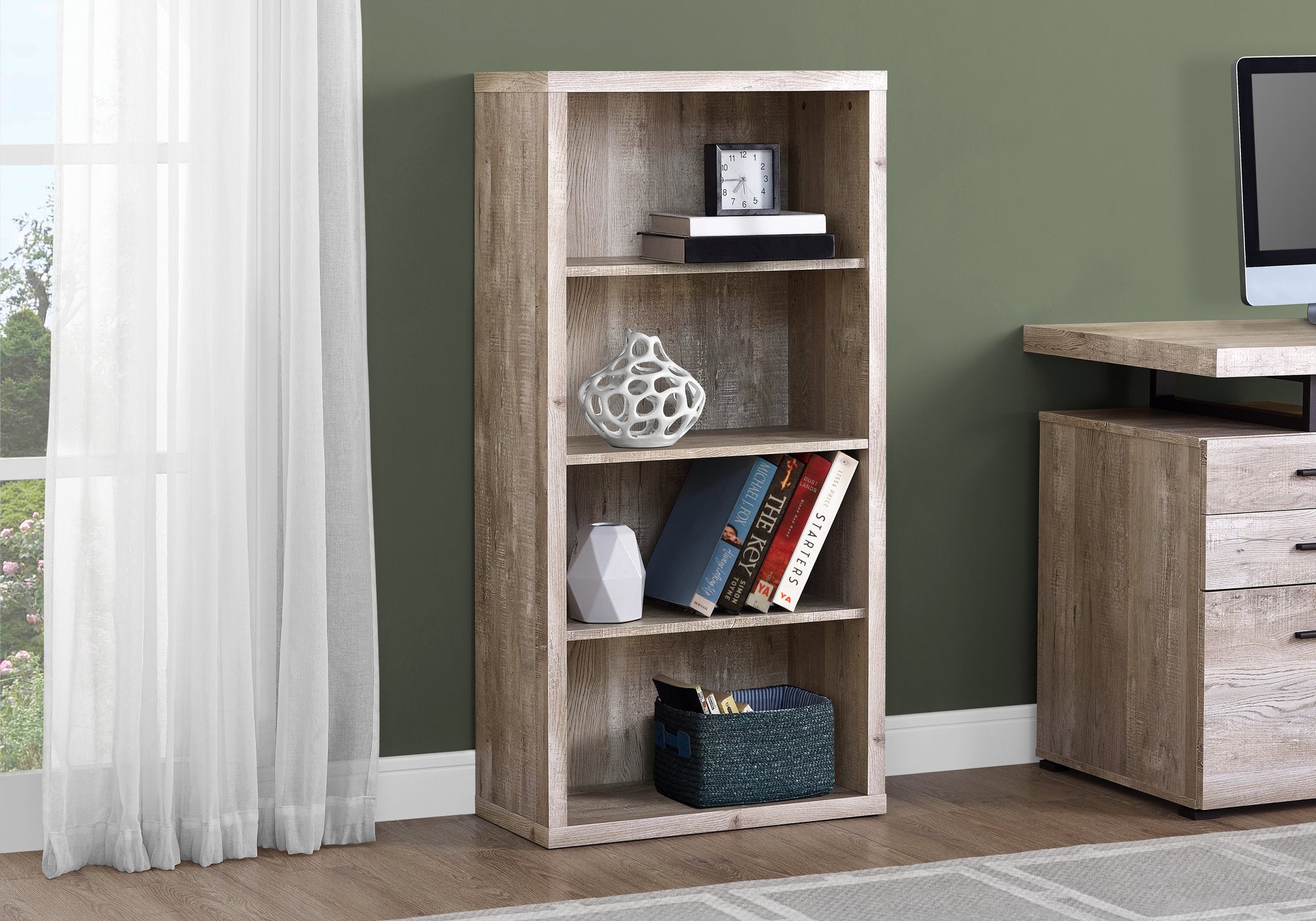 I 7406 Étagère À Livres, Étagère, Étagère, 5 Niveaux, 48"h, Bureau, Chambre À Coucher, Stratifié, Beige, Contemporain, Moderne - Simple Boutique