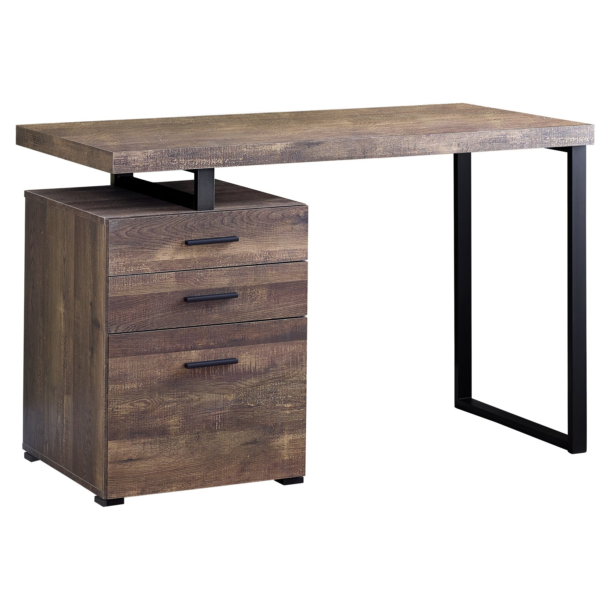 I 7408 Bureau, Bureau À Domicile, Ordinateur Portable, Configuration Gauche, Droite, Tiroirs De Rangement, 48"l, Travail, Métal, Stratifié, Brun, Noir, Contemporain, Moderne - Simple Boutique