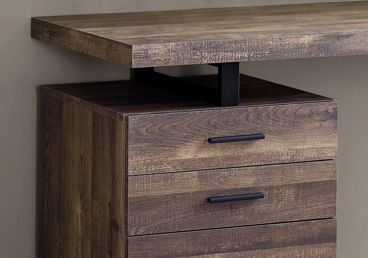 I 7408 Bureau, Bureau À Domicile, Ordinateur Portable, Configuration Gauche, Droite, Tiroirs De Rangement, 48"l, Travail, Métal, Stratifié, Brun, Noir, Contemporain, Moderne - Simple Boutique