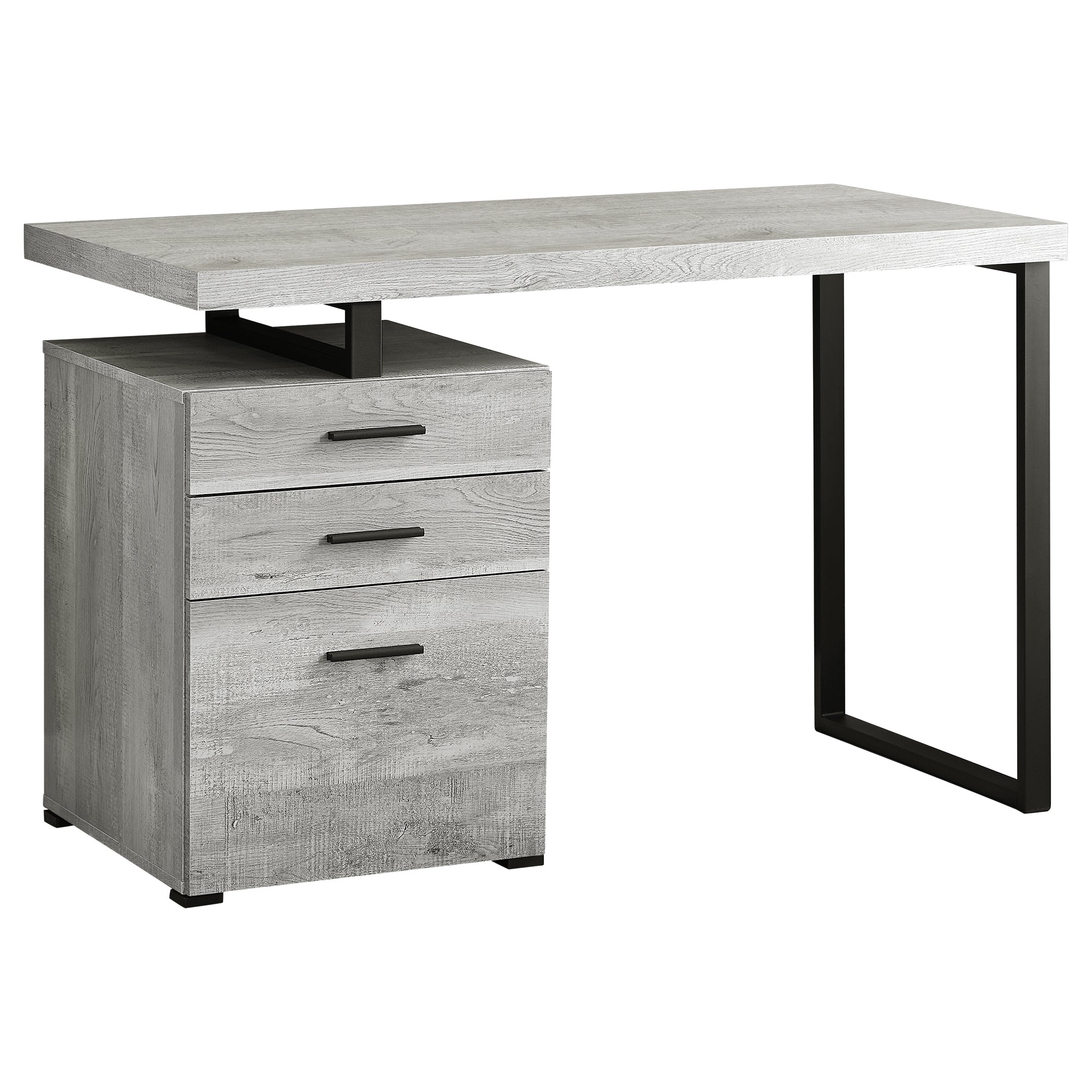I 7409 Bureau, Bureau À Domicile, Ordinateur Portable, Configuration Gauche, Droite, Tiroirs De Rangement, 48"l, Travail, Métal, Stratifié, Gris, Noir, Contemporain, Moderne - Simple Boutique