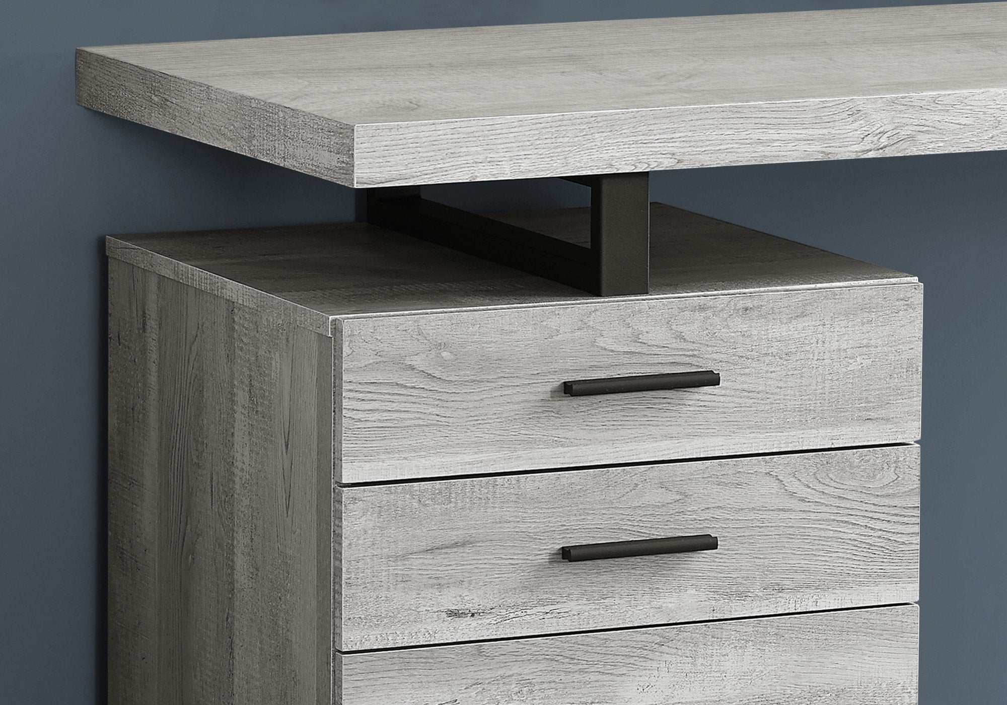 I 7409 Bureau, Bureau À Domicile, Ordinateur Portable, Configuration Gauche, Droite, Tiroirs De Rangement, 48"l, Travail, Métal, Stratifié, Gris, Noir, Contemporain, Moderne - Simple Boutique