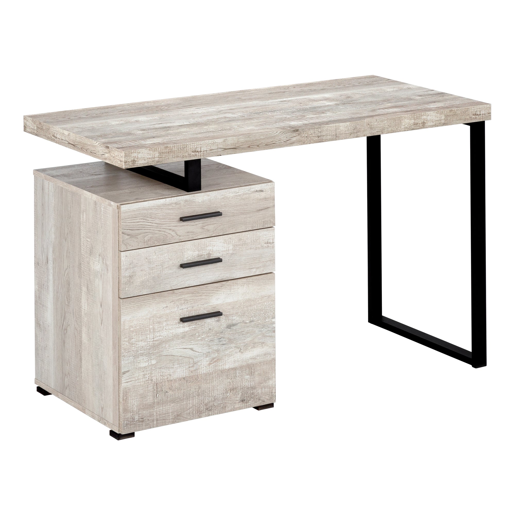 I 7410 Bureau, Bureau À Domicile, Ordinateur Portable, Configuration Gauche, Droite, Tiroirs De Rangement, 48"l, Travail, Métal, Stratifié, Beige, Noir, Contemporain, Moderne - Simple Boutique