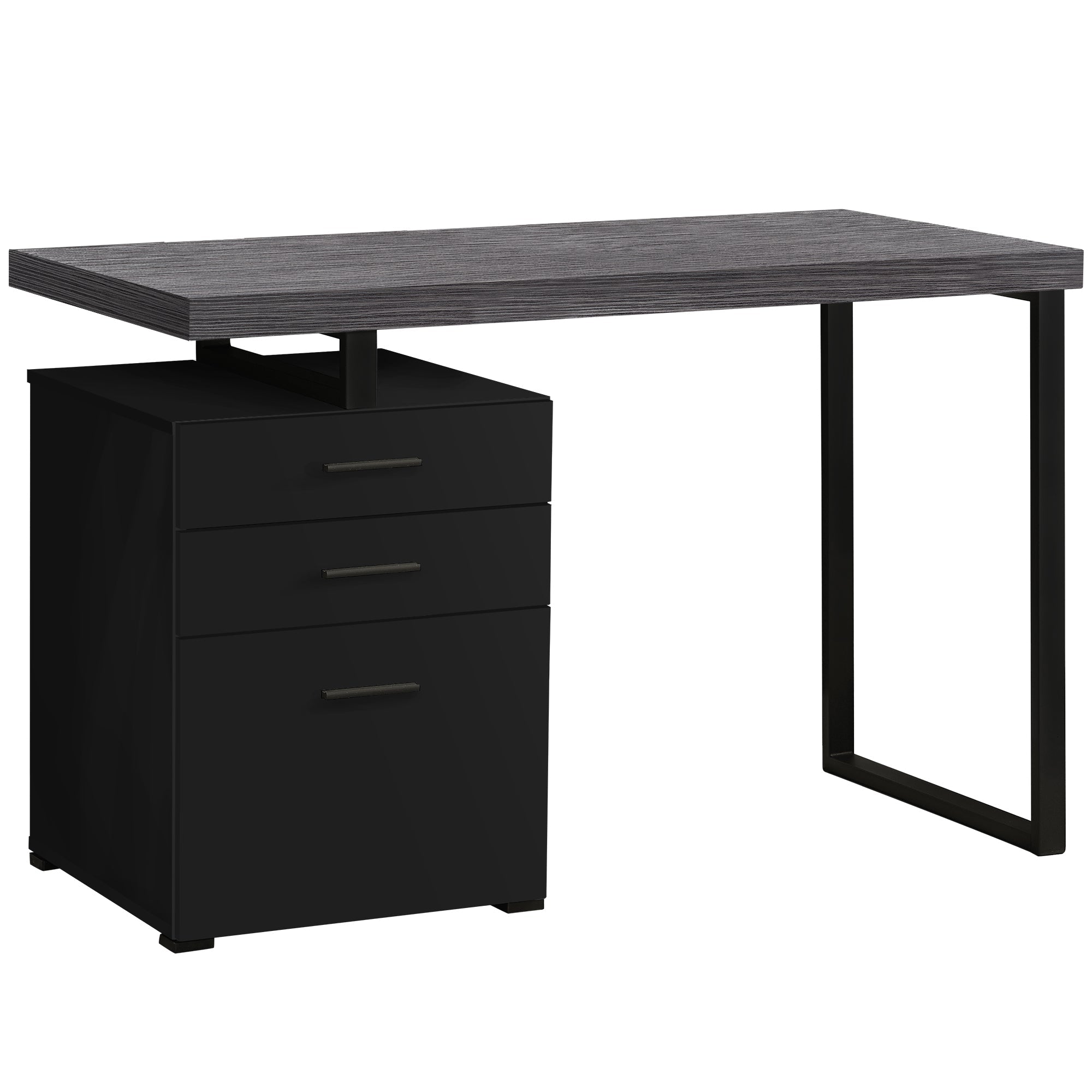 I 7411 Bureau, Bureau À Domicile, Ordinateur Portable, Configuration Gauche, Droite, Tiroirs De Rangement, 48"l, Travail, Métal, Stratifié, Noir, Gris, Contemporain, Moderne - Simple Boutique
