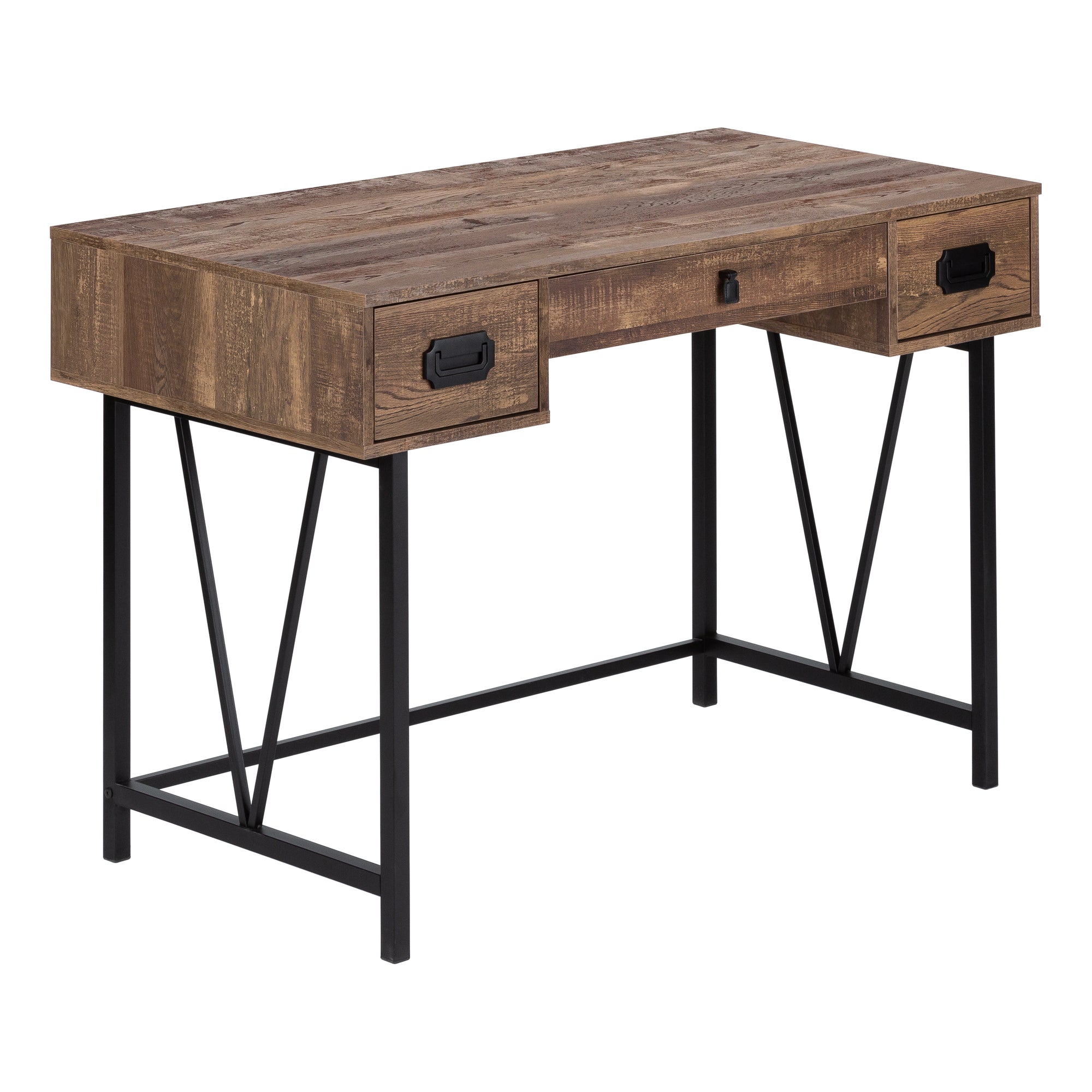 I 7412 Bureau, Bureau À Domicile, Ordinateur Portable, Tiroirs De Rangement, 48"l, Travail, Métal, Stratifié, Brun, Noir, Transitionnel - Simple Boutique