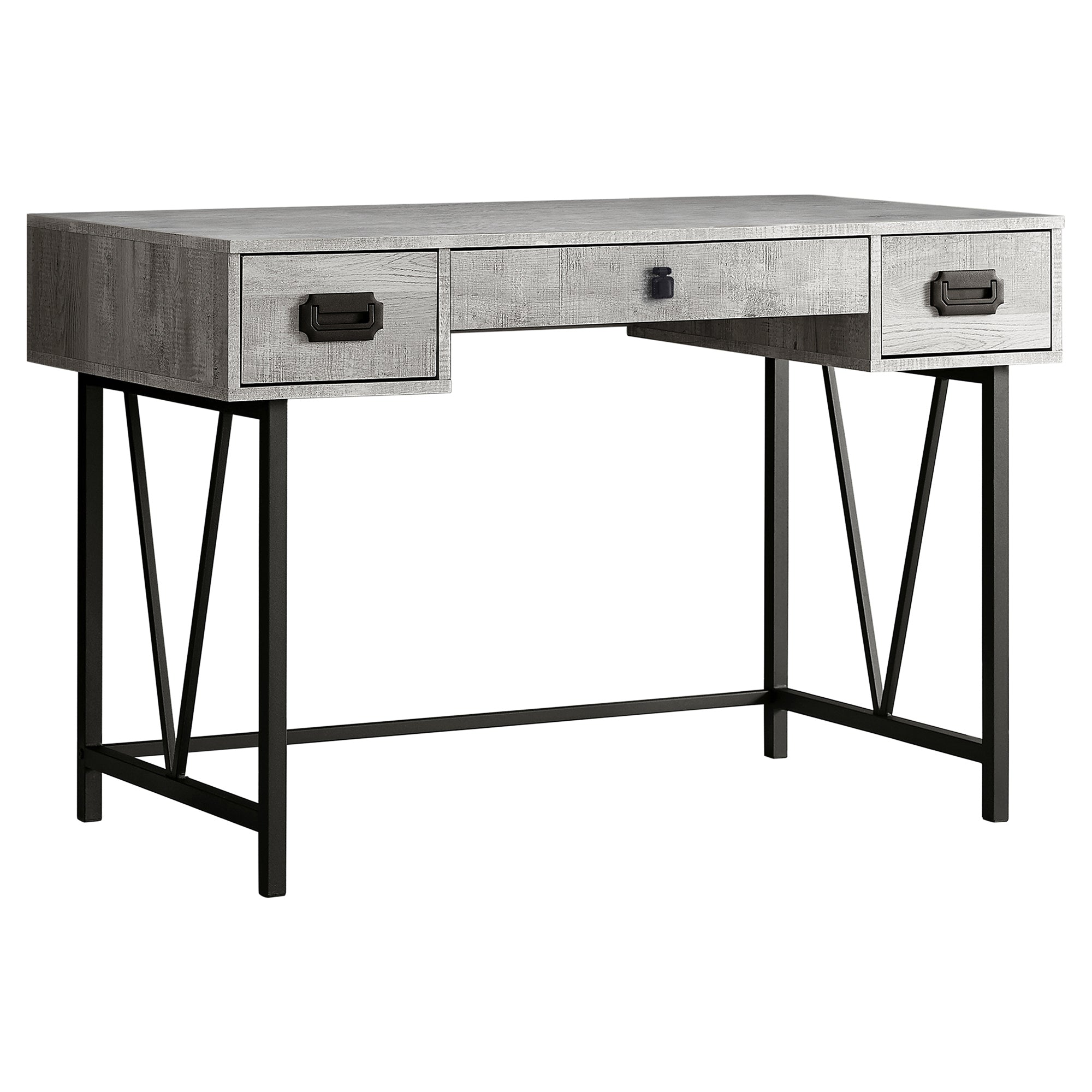 I 7413 Bureau, Bureau À Domicile, Ordinateur Portable, Tiroirs De Rangement, 48"l, Travail, Métal, Stratifié, Gris, Noir, Transitionnel - Simple Boutique
