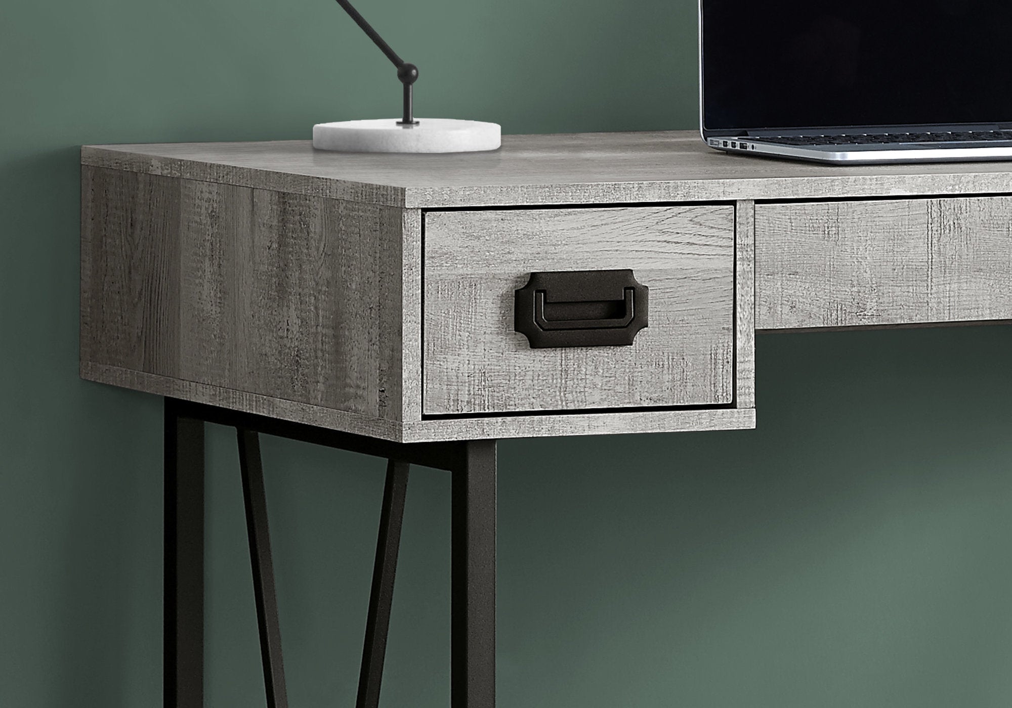 I 7413 Bureau, Bureau À Domicile, Ordinateur Portable, Tiroirs De Rangement, 48"l, Travail, Métal, Stratifié, Gris, Noir, Transitionnel - Simple Boutique
