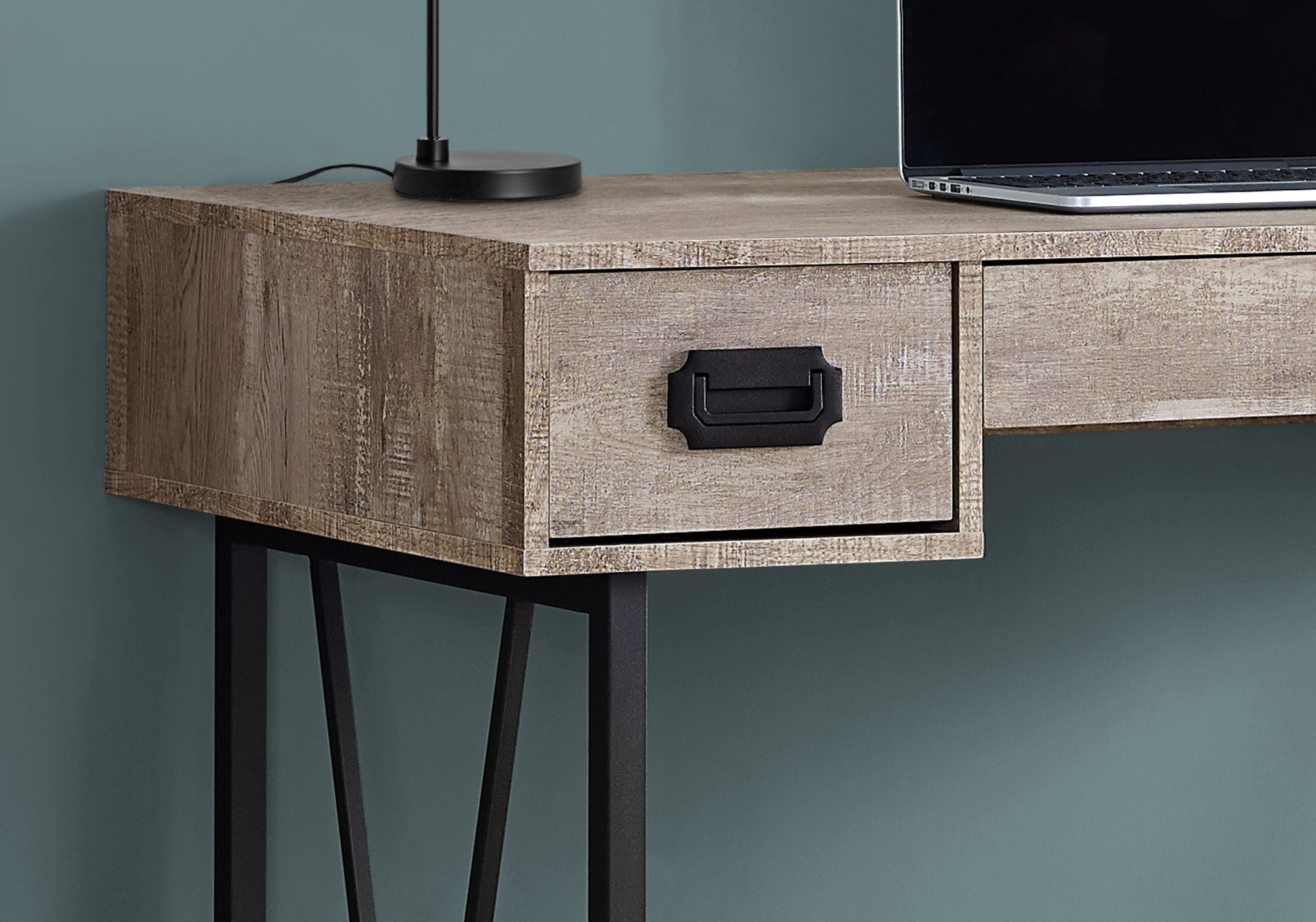 I 7414 Bureau, Bureau À Domicile, Ordinateur Portable, Tiroirs De Rangement, 48"l, Travail, Métal, Stratifié, Beige, Noir, Transitionnel - Simple Boutique