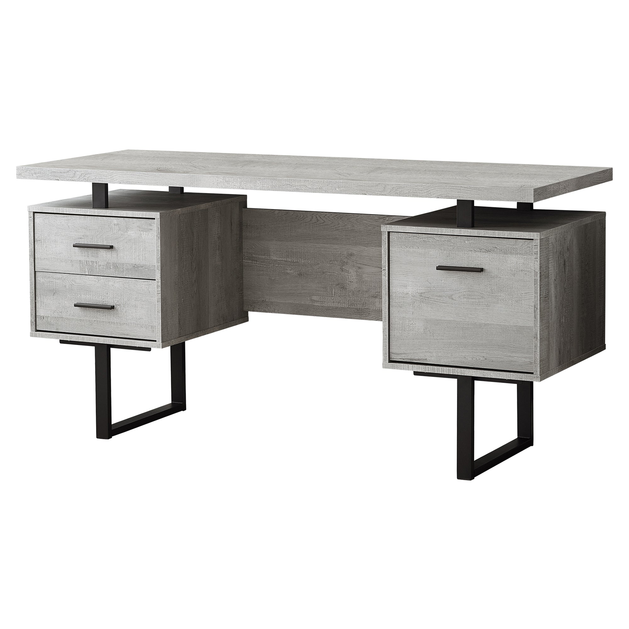 I 7417 Bureau, Bureau À Domicile, Ordinateur Portable, Configuration Gauche, Droite, Tiroirs De Rangement, 60"l, Travail, Métal, Stratifié, Gris, Noir, Contemporain, Moderne - Simple Boutique