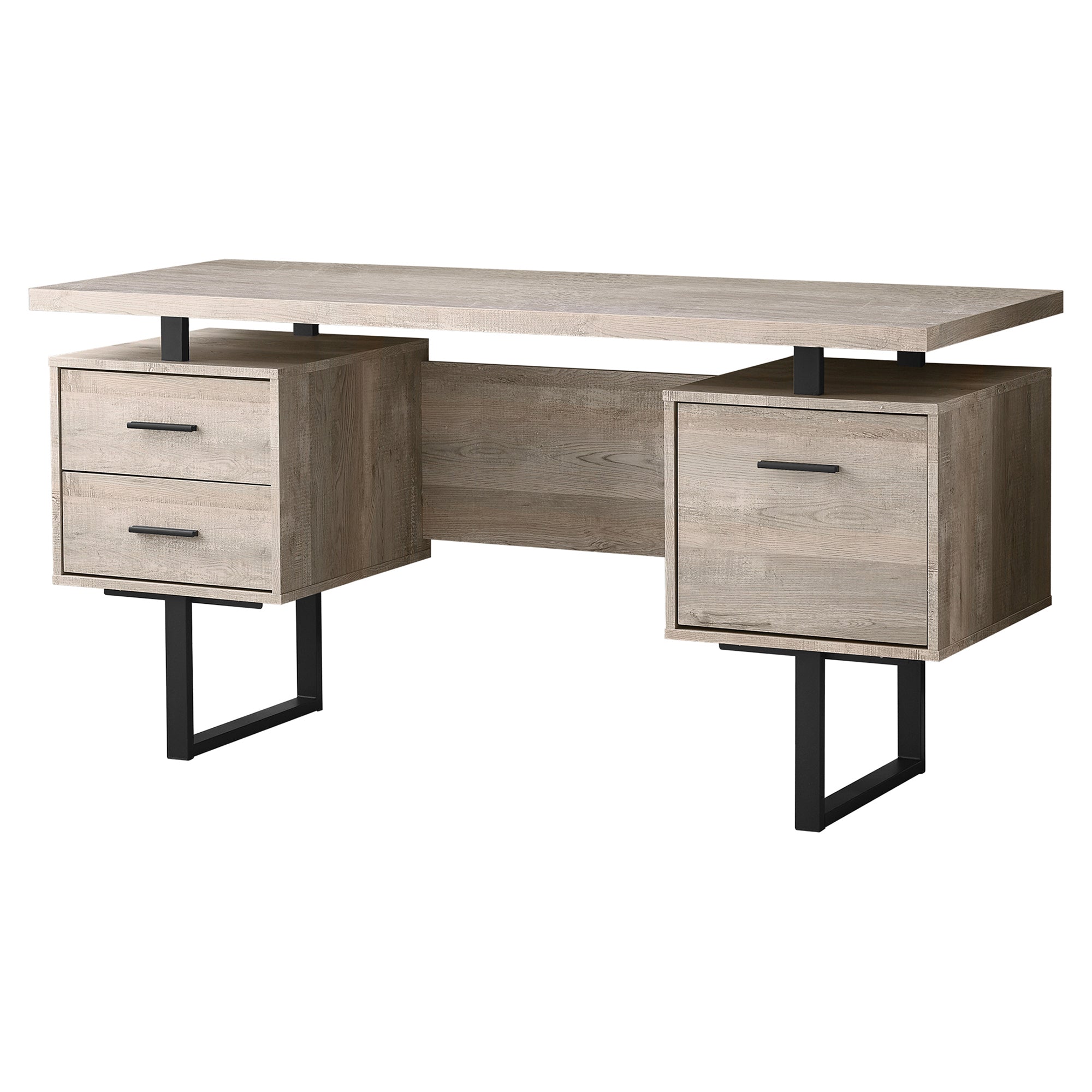 I 7418 Bureau, Bureau À Domicile, Ordinateur Portable, Configuration Gauche, Droite, Tiroirs De Rangement, 60"l, Travail, Métal, Stratifié, Beige, Noir, Contemporain, Moderne - Simple Boutique
