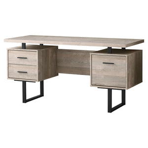 I 7418 Bureau, Bureau À Domicile, Ordinateur Portable, Configuration Gauche, Droite, Tiroirs De Rangement, 60"l, Travail, Métal, Stratifié, Beige, Noir, Contemporain, Moderne - Simple Boutique