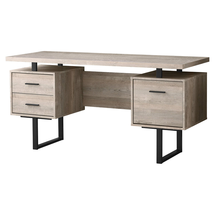 I 7418 Bureau, Bureau À Domicile, Ordinateur Portable, Configuration Gauche, Droite, Tiroirs De Rangement, 60"l, Travail, Métal, Stratifié, Beige, Noir, Contemporain, Moderne - Simple Boutique