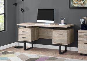 I 7418 Bureau, Bureau À Domicile, Ordinateur Portable, Configuration Gauche, Droite, Tiroirs De Rangement, 60"l, Travail, Métal, Stratifié, Beige, Noir, Contemporain, Moderne - Simple Boutique