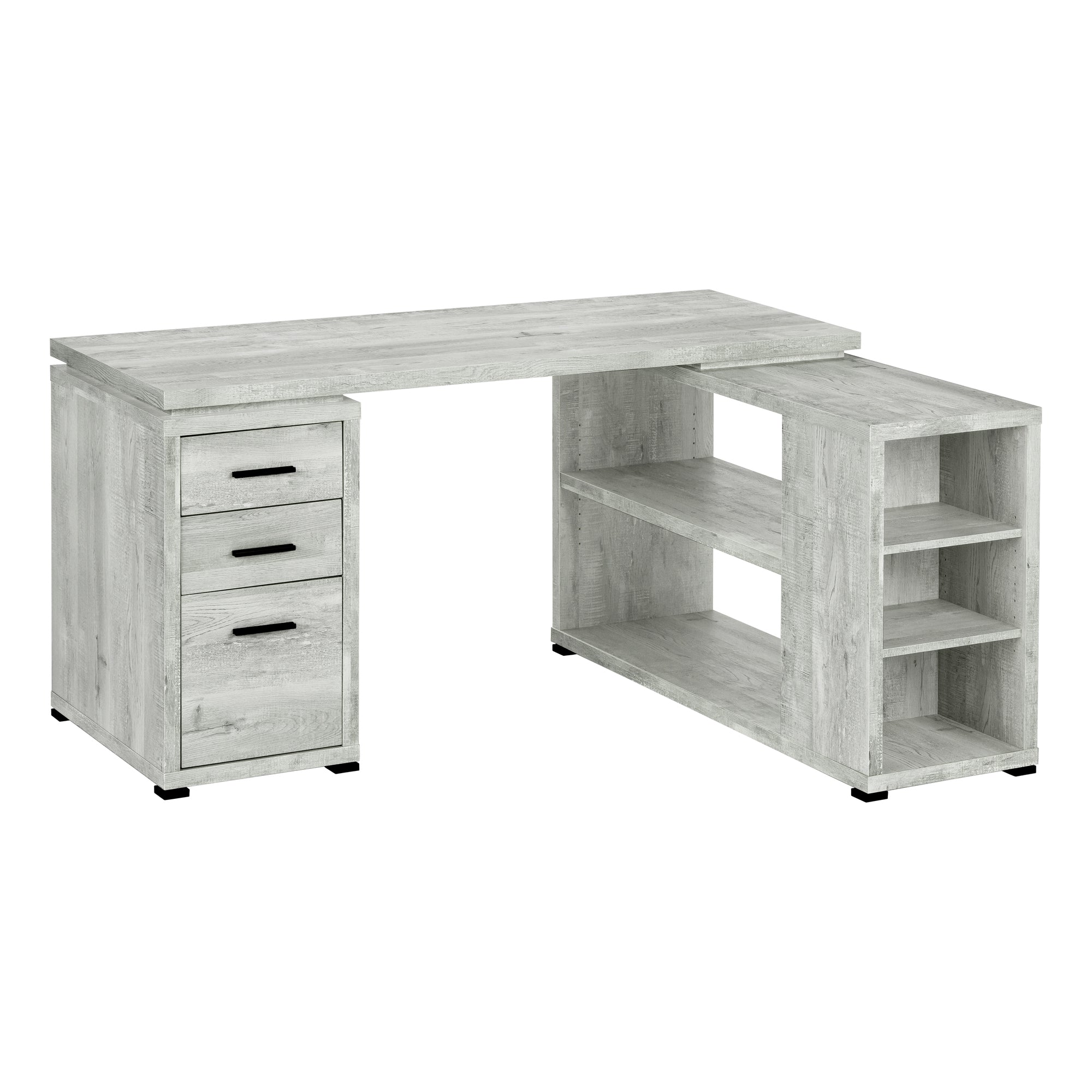I 7421 Bureau, Bureau À Domicile, Coin, Configuration Gauche, Droite, Tiroirs De Rangement, Forme De L, Travail, Ordinateur Portable, Stratifié, Gris, Contemporain, Moderne - Simple Boutique