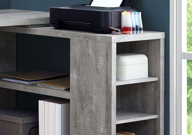 I 7421 Bureau, Bureau À Domicile, Coin, Configuration Gauche, Droite, Tiroirs De Rangement, Forme De L, Travail, Ordinateur Portable, Stratifié, Gris, Contemporain, Moderne - Simple Boutique