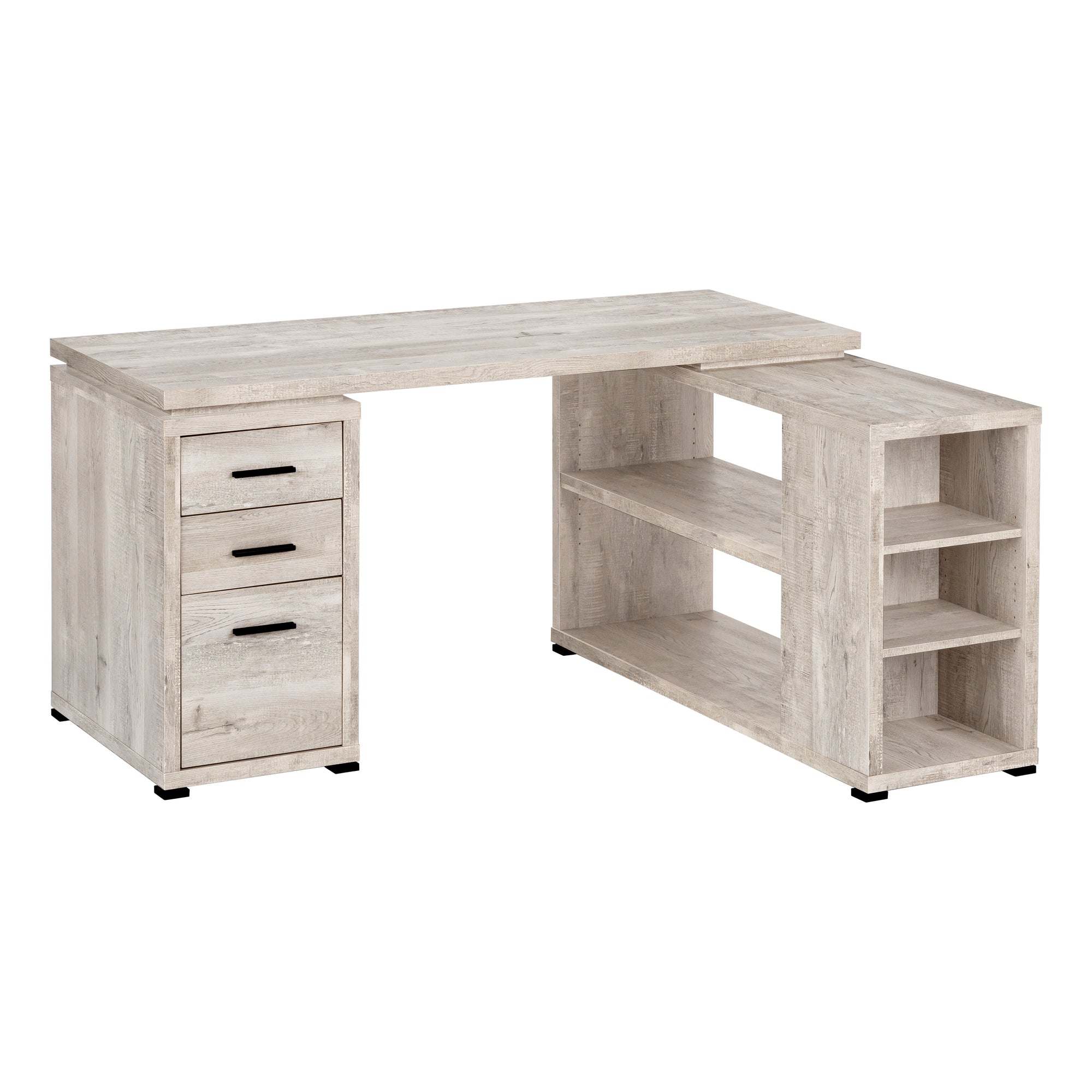 I 7422 Bureau, Bureau À Domicile, Coin, Configuration Gauche, Droite, Tiroirs De Rangement, Forme De L, Travail, Ordinateur Portable, Stratifié, Beige, Contemporain, Moderne - Simple Boutique