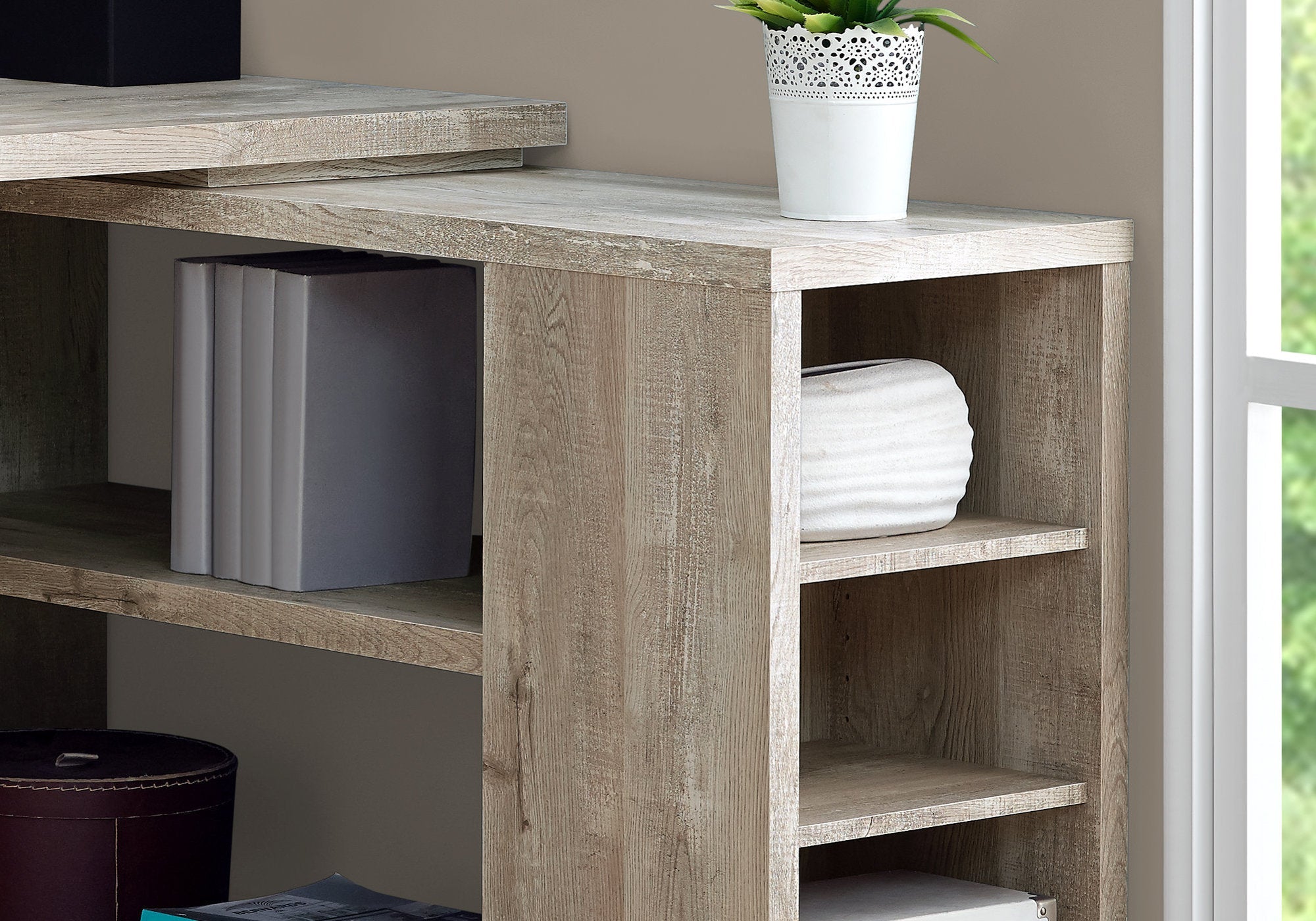 I 7422 Bureau, Bureau À Domicile, Coin, Configuration Gauche, Droite, Tiroirs De Rangement, Forme De L, Travail, Ordinateur Portable, Stratifié, Beige, Contemporain, Moderne - Simple Boutique