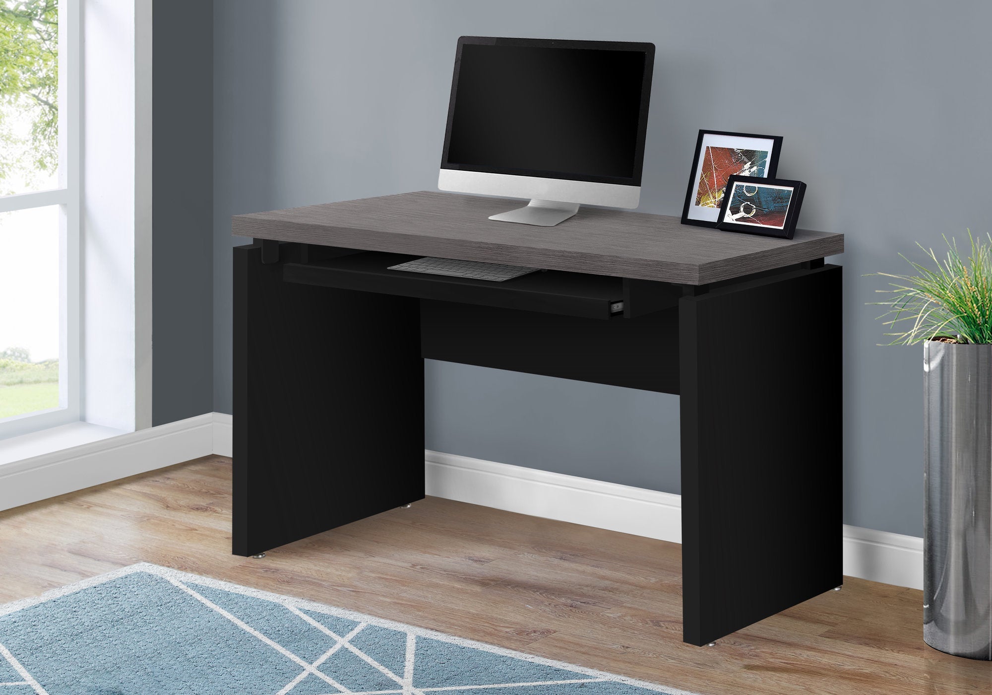 I 7439 Bureau, Bureau À Domicile, Ordinateur Portable, 48"l, Travail, Stratifié, Noir, Gris, Contemporain, Moderne - Simple Boutique