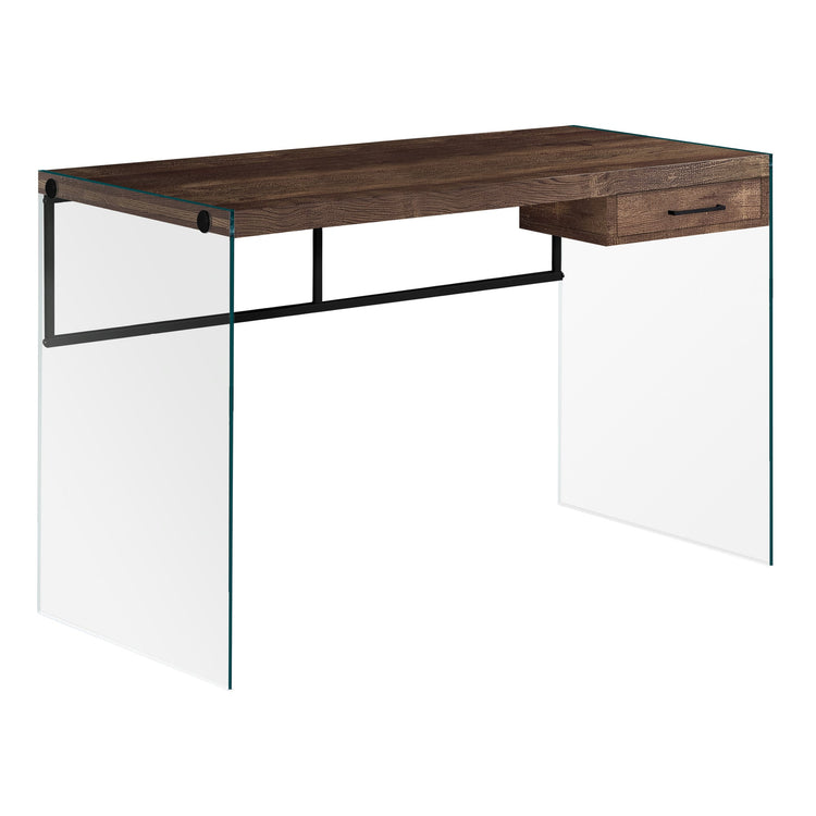 I 7444 Bureau, Bureau À Domicile, Ordinateur Portable, Tiroirs De Rangement, 48"l, Travail, Verre Trempé, Stratifié, Brun, Dégager, Contemporain, Moderne - Simple Boutique