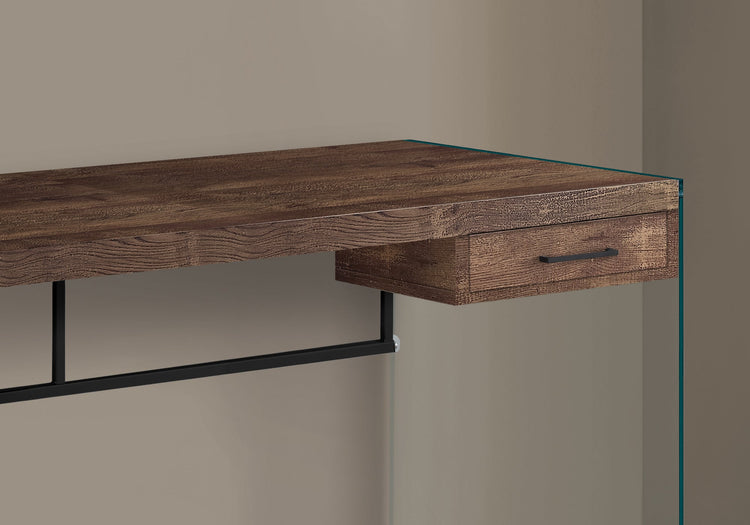 I 7444 Bureau, Bureau À Domicile, Ordinateur Portable, Tiroirs De Rangement, 48"l, Travail, Verre Trempé, Stratifié, Brun, Dégager, Contemporain, Moderne - Simple Boutique