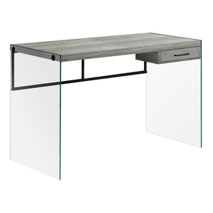 I 7445 Bureau, Bureau À Domicile, Ordinateur Portable, Tiroirs De Rangement, 48"l, Travail, Verre Trempé, Stratifié, Gris, Dégager, Contemporain, Moderne - Simple Boutique