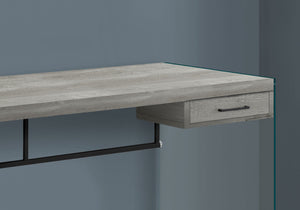 I 7445 Bureau, Bureau À Domicile, Ordinateur Portable, Tiroirs De Rangement, 48"l, Travail, Verre Trempé, Stratifié, Gris, Dégager, Contemporain, Moderne - Simple Boutique