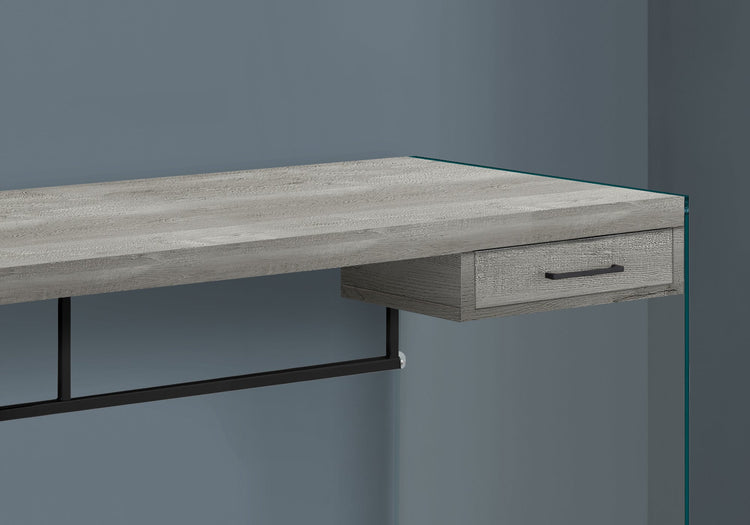 I 7445 Bureau, Bureau À Domicile, Ordinateur Portable, Tiroirs De Rangement, 48"l, Travail, Verre Trempé, Stratifié, Gris, Dégager, Contemporain, Moderne - Simple Boutique